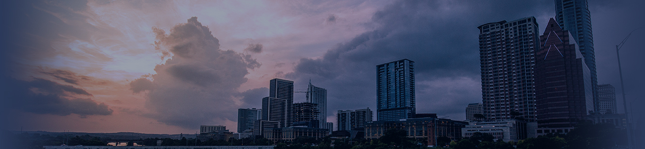 Sunset behind the Austin Texas Skyline